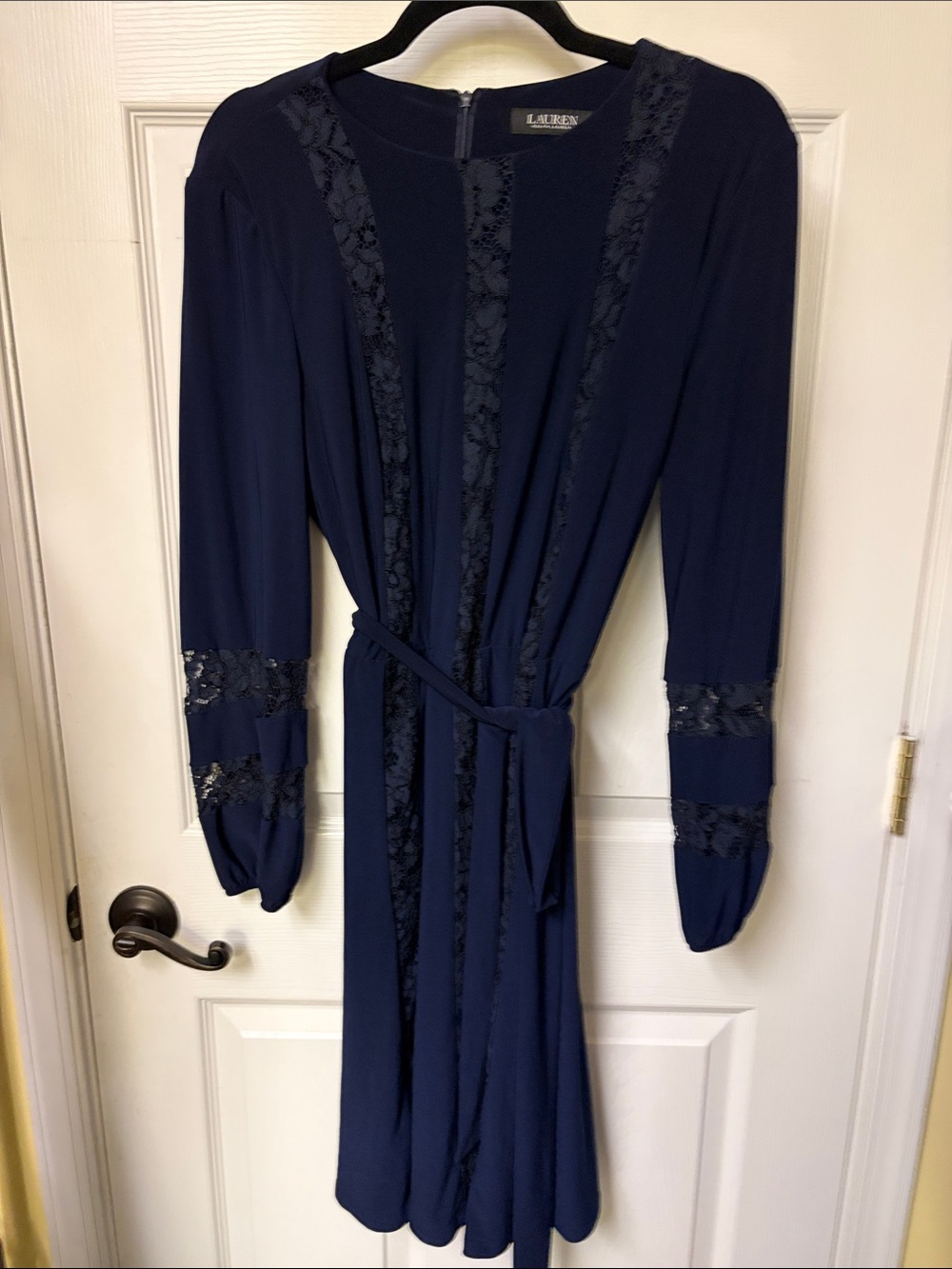 Ralph Lauren classic Lace-Trim Long Sleeve Dress